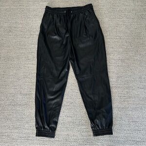 Zara Black Faux Leather Joggers Size Small NWT